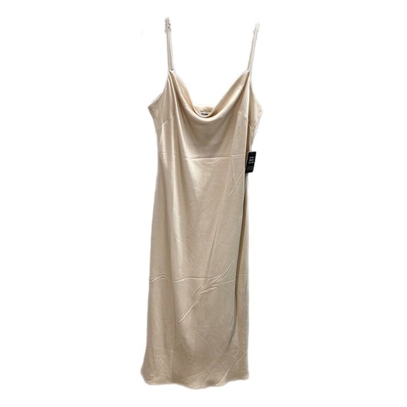 NWT Express Satin Slip Dress Large Cream Sleeveless Strappy Wedding - Picture 2 of 16